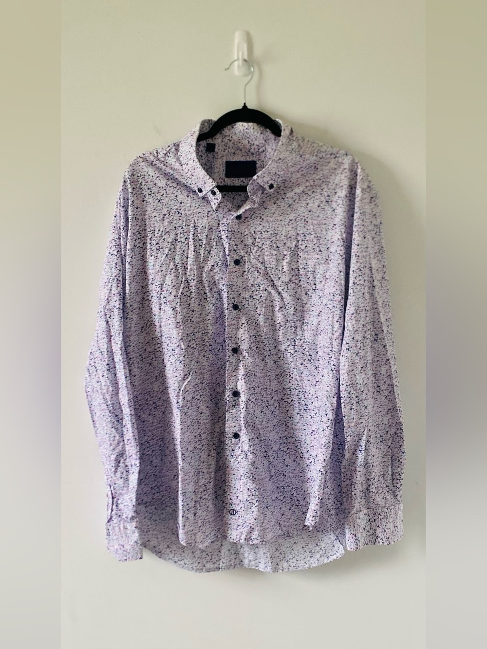 David Donahue Men's Ditsy Micro Floral Button Down Shirt Long Sleeve XXL